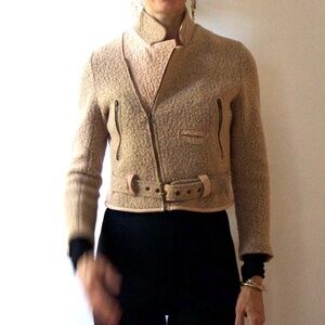 Raquel Allegra wool leather moto jacket